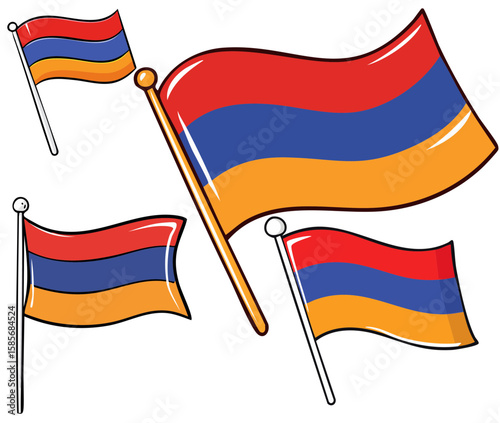 Armenian Flag Emblem: Showcasing the national flag of Armenia, each flutter captures the vibrant colors of its identity.
