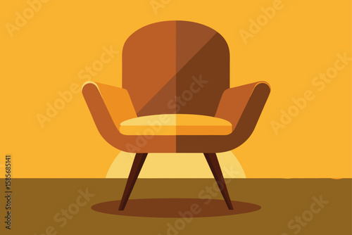 designer chair lit by golden sunset tones  