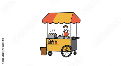 Street Food Cart Vendor Illustration