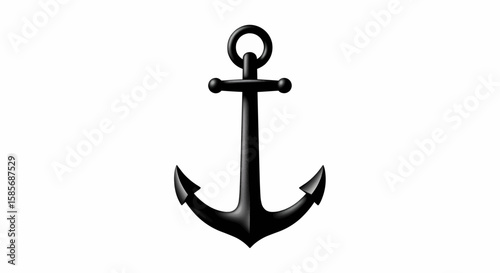 Symbolic Sea Anchor A Classic Black and White Nautical Illustration evoking the concept of seafaring  with a minimal style
