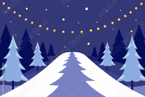 magical snow covered lane lined with pine trees 