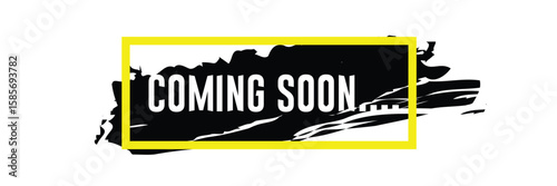 Coming Soon Banner. Coming Soon Text with Loading Bar Isolated on Black Background. Coming Soon Graphic for Web Banner, Landing Page, Social Media Ad