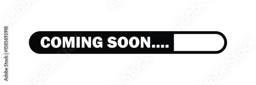 Coming Soon Banner. Coming Soon Text with Loading Bar Isolated on Black Background. Coming Soon Graphic for Web Banner, Landing Page, Social Media Ad