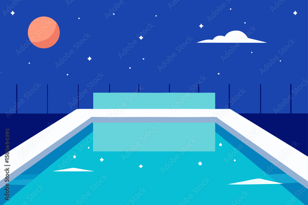 Fototapeta premium rooftop pool under a starlit sky