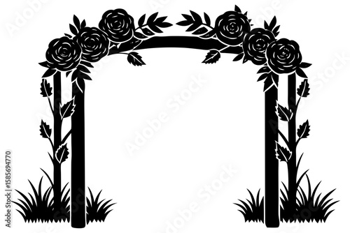 rustic wedding arch made of timber and roses 