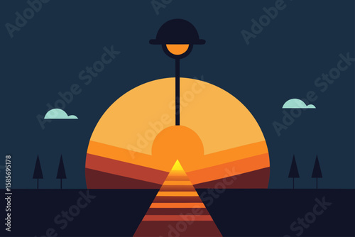smart lighting complementing natural sunset glow  .svg
