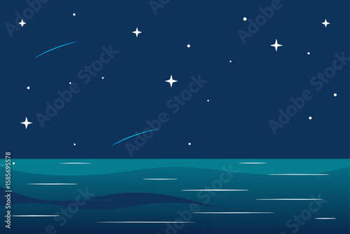 star trails over a quiet ocean  .svg