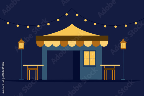 street caf  glowing under fairy lights  .svg