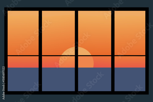 wide glass panes letting sunset stories unfold  .svg