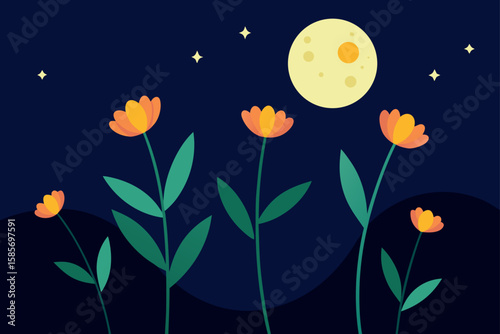 wildflowers glowing in moonlight  .svg