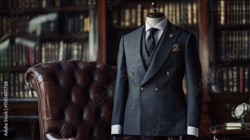 Elegant double breasted suit displayed