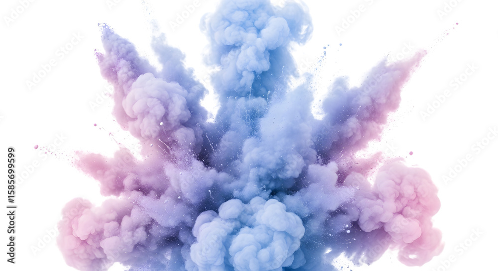 Fototapeta premium Blue and Pink Vapor Explosion on Transparent Background