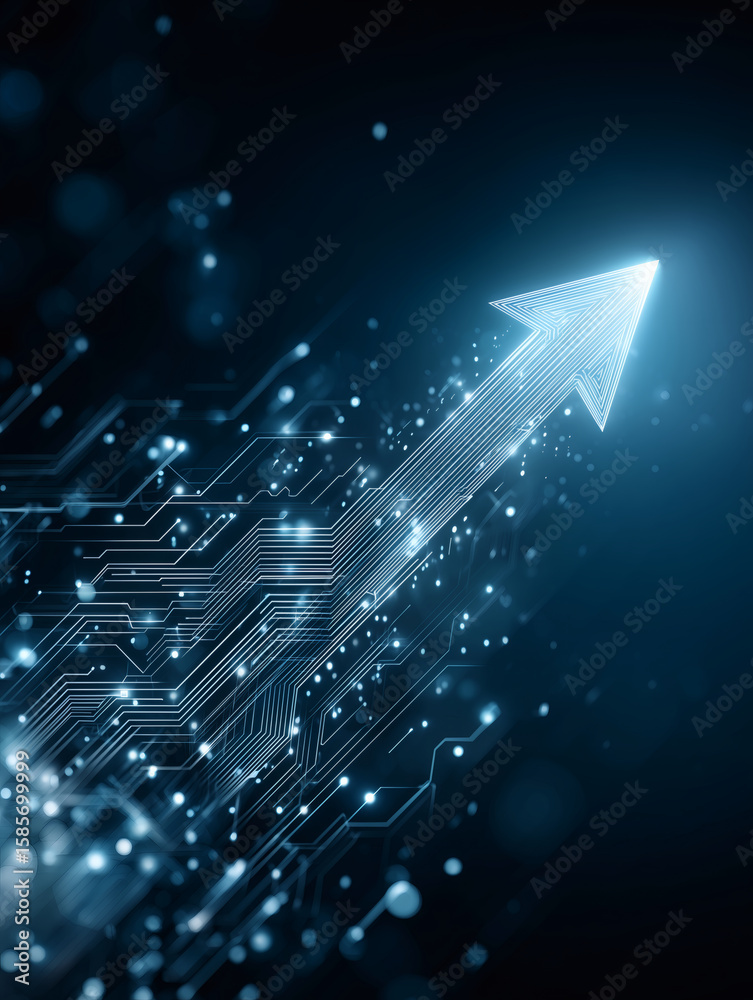 Fototapeta premium Digital arrow upward illustration background
