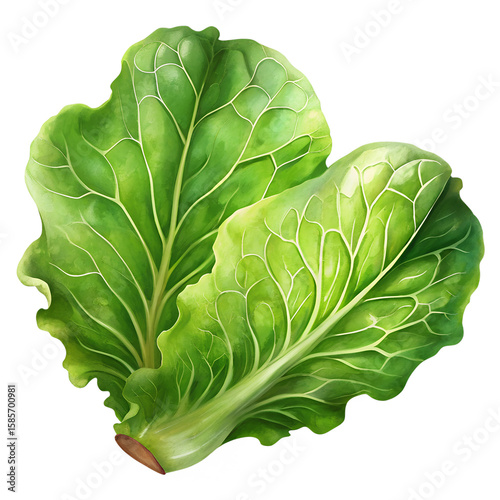 Lettuce Leaf Clean Layout White Background PNG