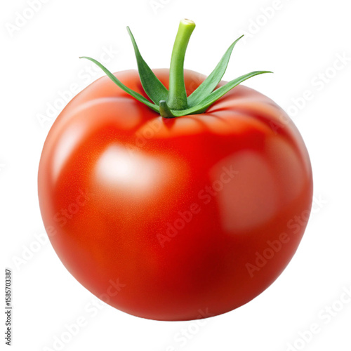 Minimal Tomato Icon Red with Green Stem PNG