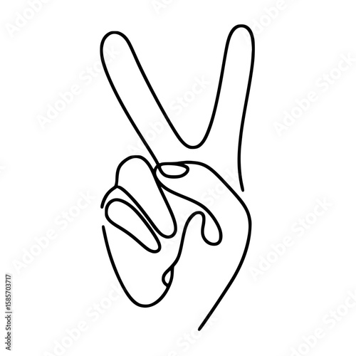 Hand showing peace sign in single line outline vector style concept of single line outline vector peace day  