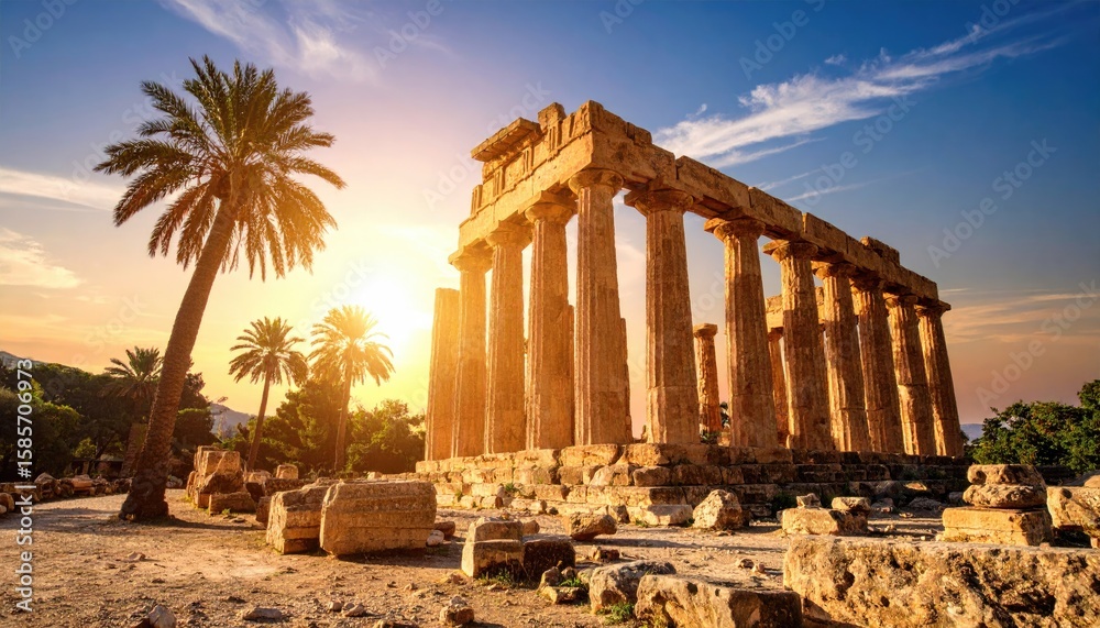 Obraz premium Ancient temple at sunset