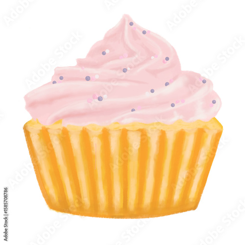 Cupcake art with sprinkles on top on a transparent background