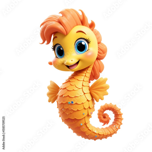 3D cartoon seahorse character