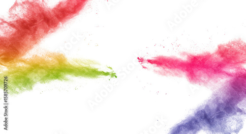 Colorful powder explosion isolated PNG with Transparent Background