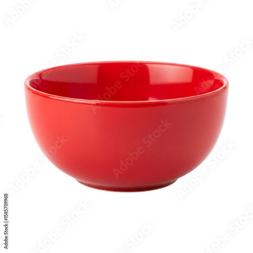 a red ceramic bowl isolated on transparent background.