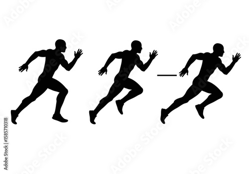 A dynamic silhouette illustration showcases a running man in motion, emphasizing speed and athleticism against a clean white backdrop, perfect for sports and fitness concepts.