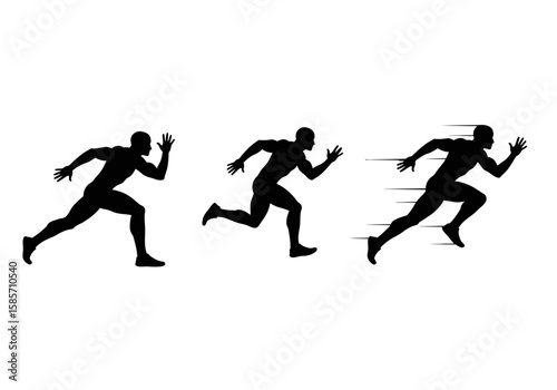 A dynamic silhouette illustration showcases a runner in motion, capturing the essence of speed and athleticism against a clean, minimalist white backdrop.