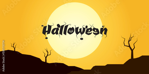 Happy halloween banner design, happy halloween greeting card, party invitation