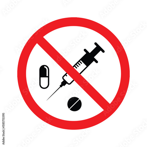 No Drugs or Syringes Sign: Prohibition of Narcotics and Drug Use