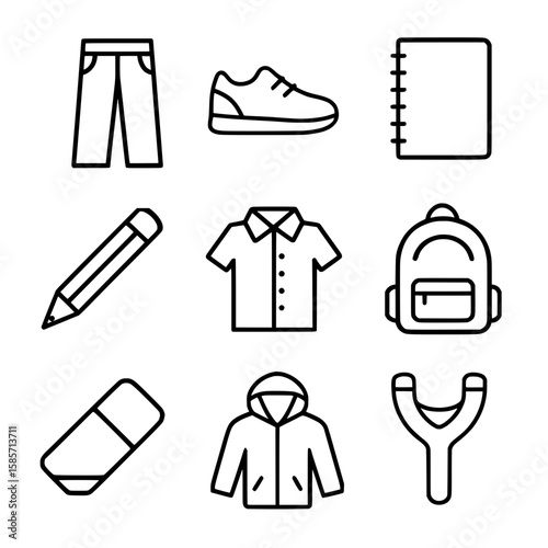 school icons set