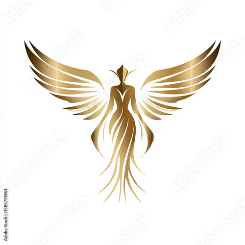 Wallpaper Mural Angel Logo An elegant angel logo with wings spread wide soft gold and white colors heavenly aesthetic delicate yet powerful isolated on white background Torontodigital.ca