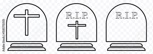 tombstone icon vector silhouette isolated. tomb stone icon vector thin outline style sign. gravestone tombstone cemetery memorial headstone RIP icon burial, funeral, grave marker, death, remembrance 