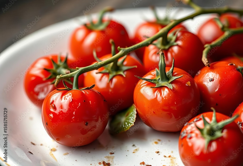 Sweet roasted cherry tomatoes, bursting with flavor, culinary, gastronomy Sweet roasted cherry tomatoes, bursting with flavor, culinary, gastronomy
