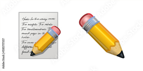 Emoji pencil icon set. Pencil icon in flat style. Office supplies vector illustration on isolated background. Vector 10 eps.