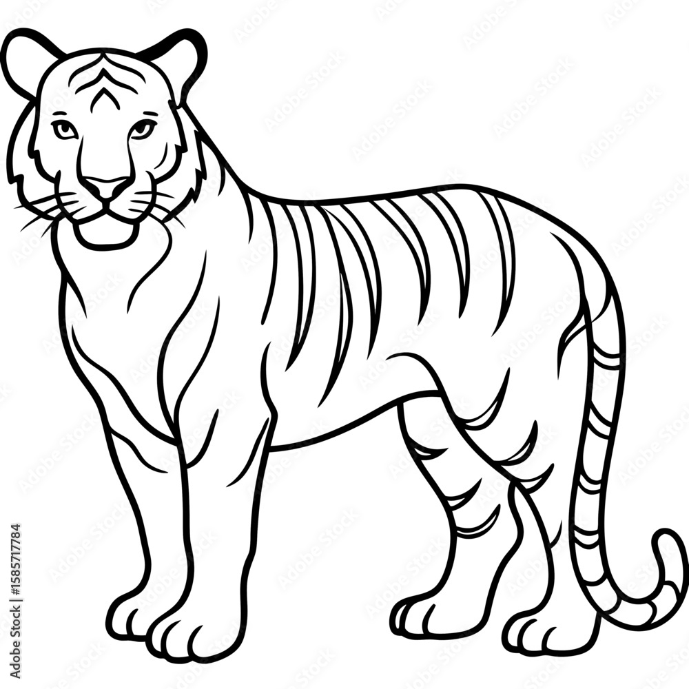 Fototapeta premium Minimalist Full Body White Tiger Vector Illustration