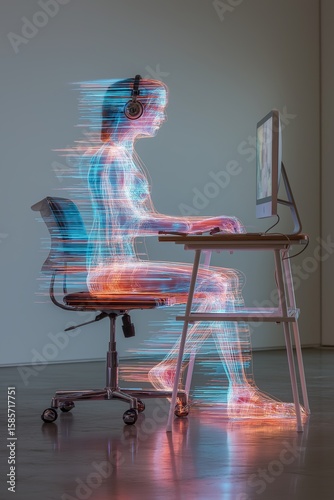 An AI agent acts as a virtual assistant, for support as an AGI artificial general intelligence representative symbolizing agentic robot autonomy, and humanoid superintelligence technology