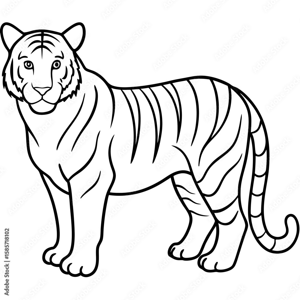 Obraz premium Minimalist Full Body White Tiger Vector Illustration