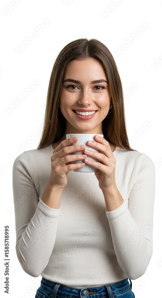Happy Woman Enjoying a Warm Drink Happy Woman Enjoying a Warm Drink