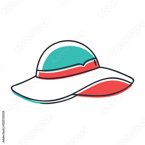 Colorful sun hat with wide brim in a minimalist design  
