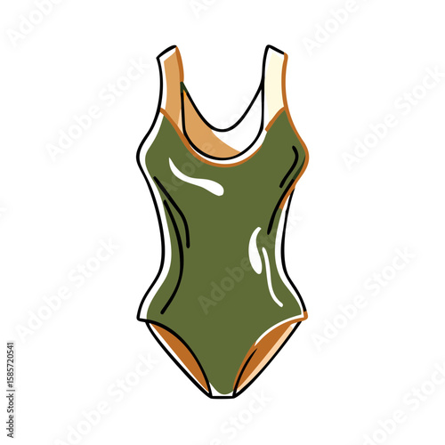 Green swimsuit design in modern style with soft curves  