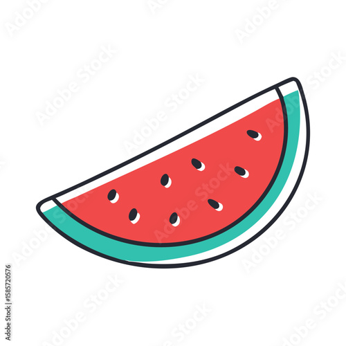 Watermelon slice in vibrant colors representing summer concept of icon  