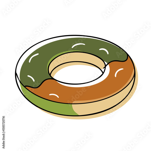 Colorful inflatable swim ring in green and brown design  