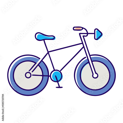 Colorful mountain bike with blue accents and stylized design  