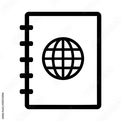 Global learning notebook icon with spiral binding and world symbol