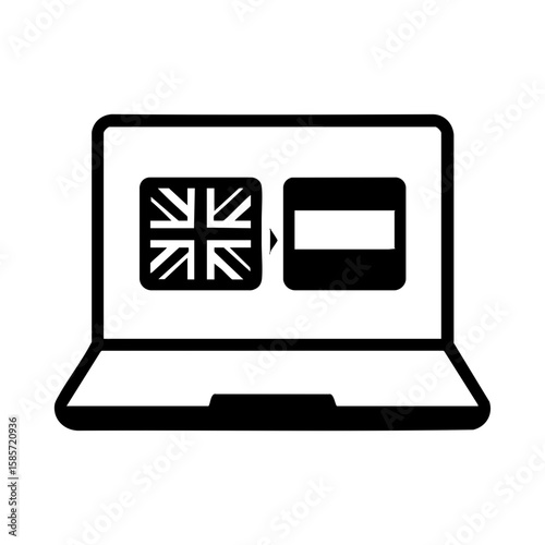 Laptop screen icon showing online language translation interface