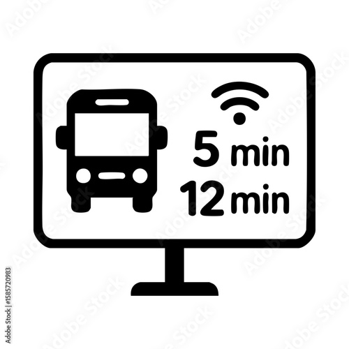 Smart bus arrival display icon with real-time public transport tracking