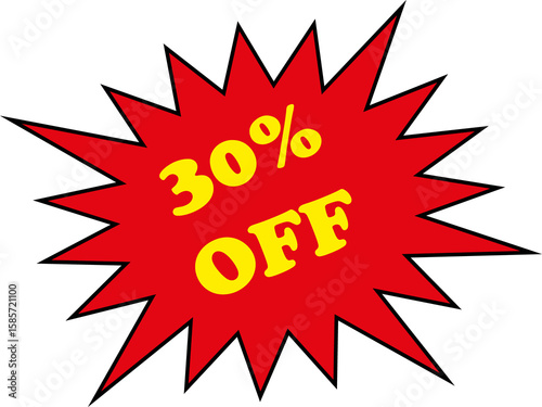 Discount label with 30% off for retail sale