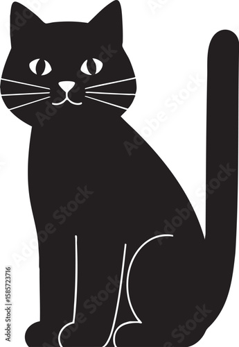 Minimalist Flat Design Black Cat