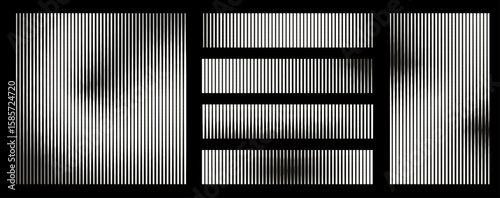 Black and white striped halftone gradient background set. Fading linear gradation stroke. Parallel lines pattern. Vector design templates for overlay texture, print, cover.