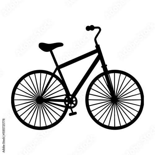 Silhouette of a bicycle with visible frame wheels and handlebars design